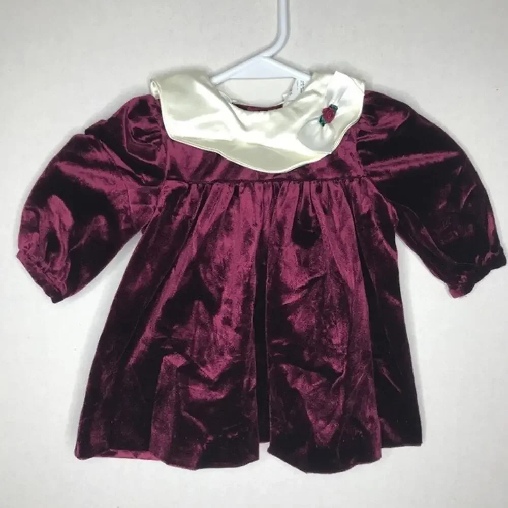 Vintage Carters Baby Girl Velvet Holiday Collared